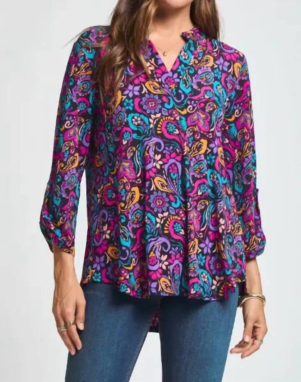 NEW DEAR SCARLETT vibrant paisley lizzy top in multi